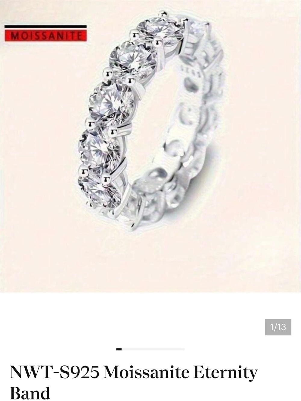 NWT-size 8 Moissanite Eternity Band in Silver - S925